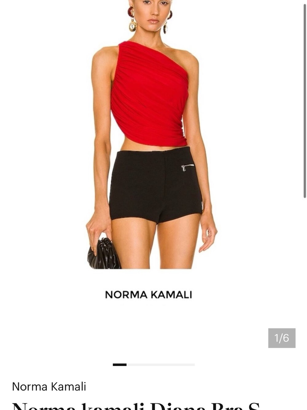 Norma Kamali Red One-Shoulder Draped Crop Top